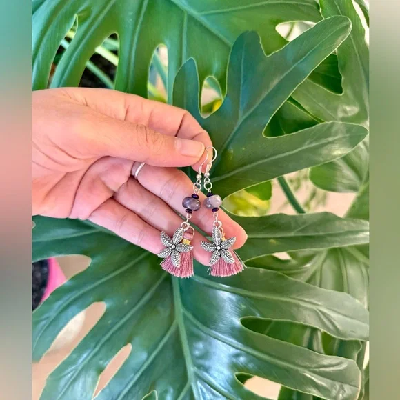 Amethyst ~ Starfish Earrings || Handmade - Picture 3 of 3